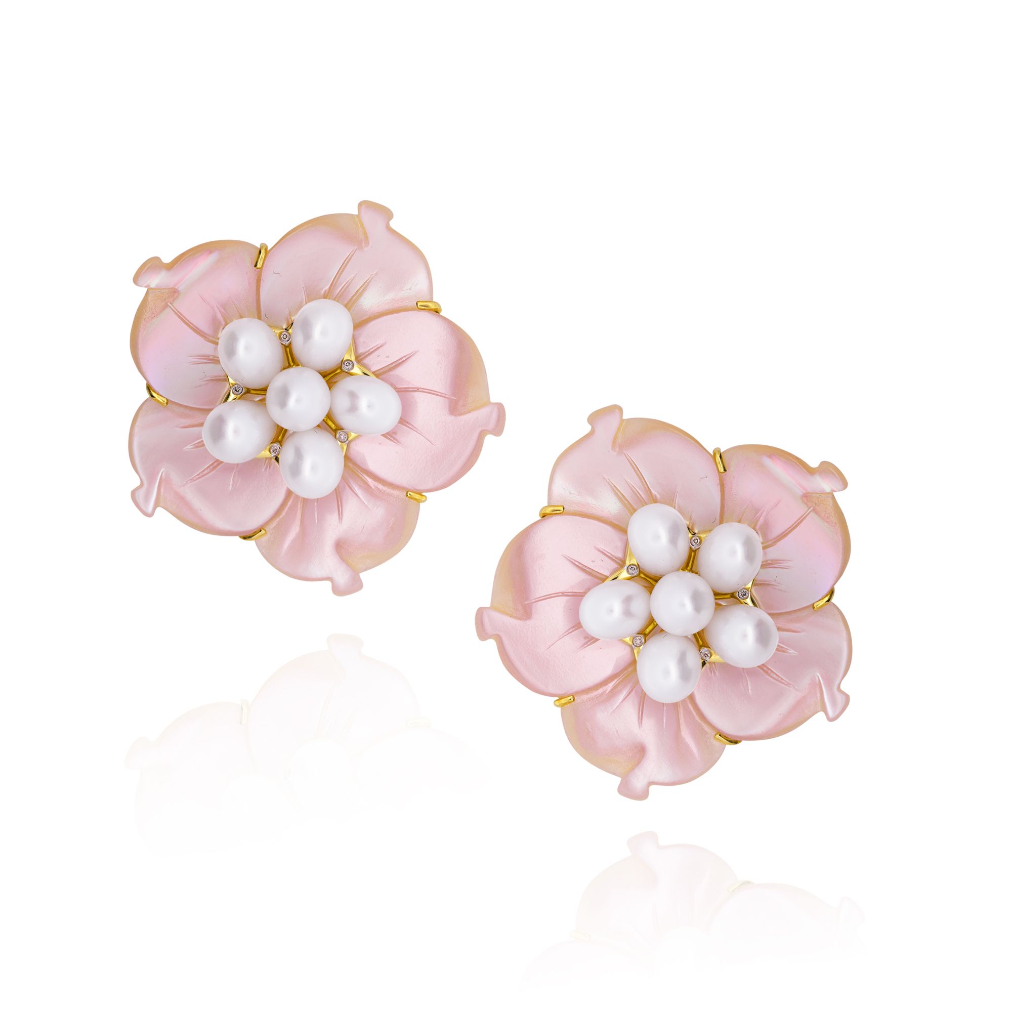Pink Floral Mother of Pearl Set