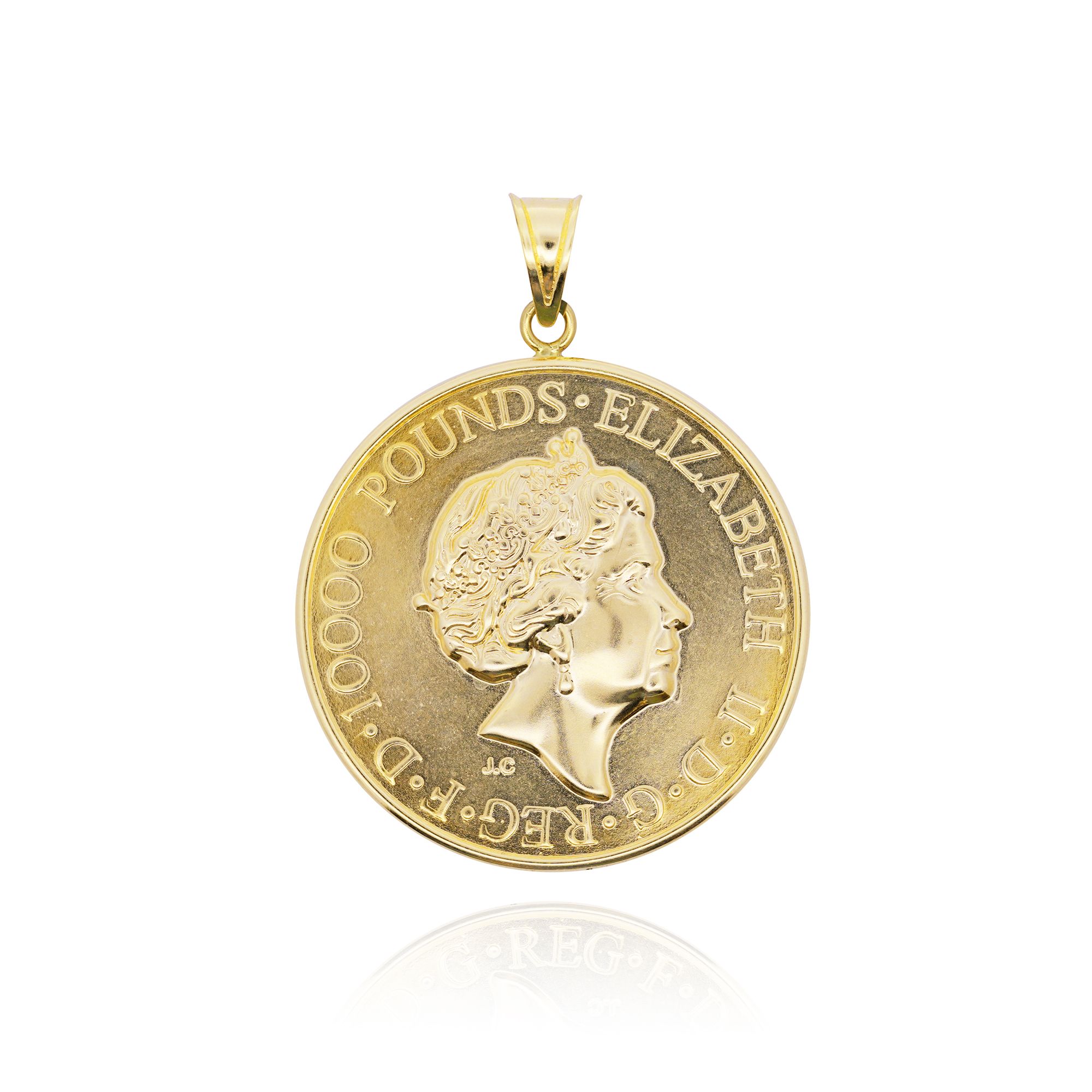 Back to Back Gold Pendants Queen Elizabeth