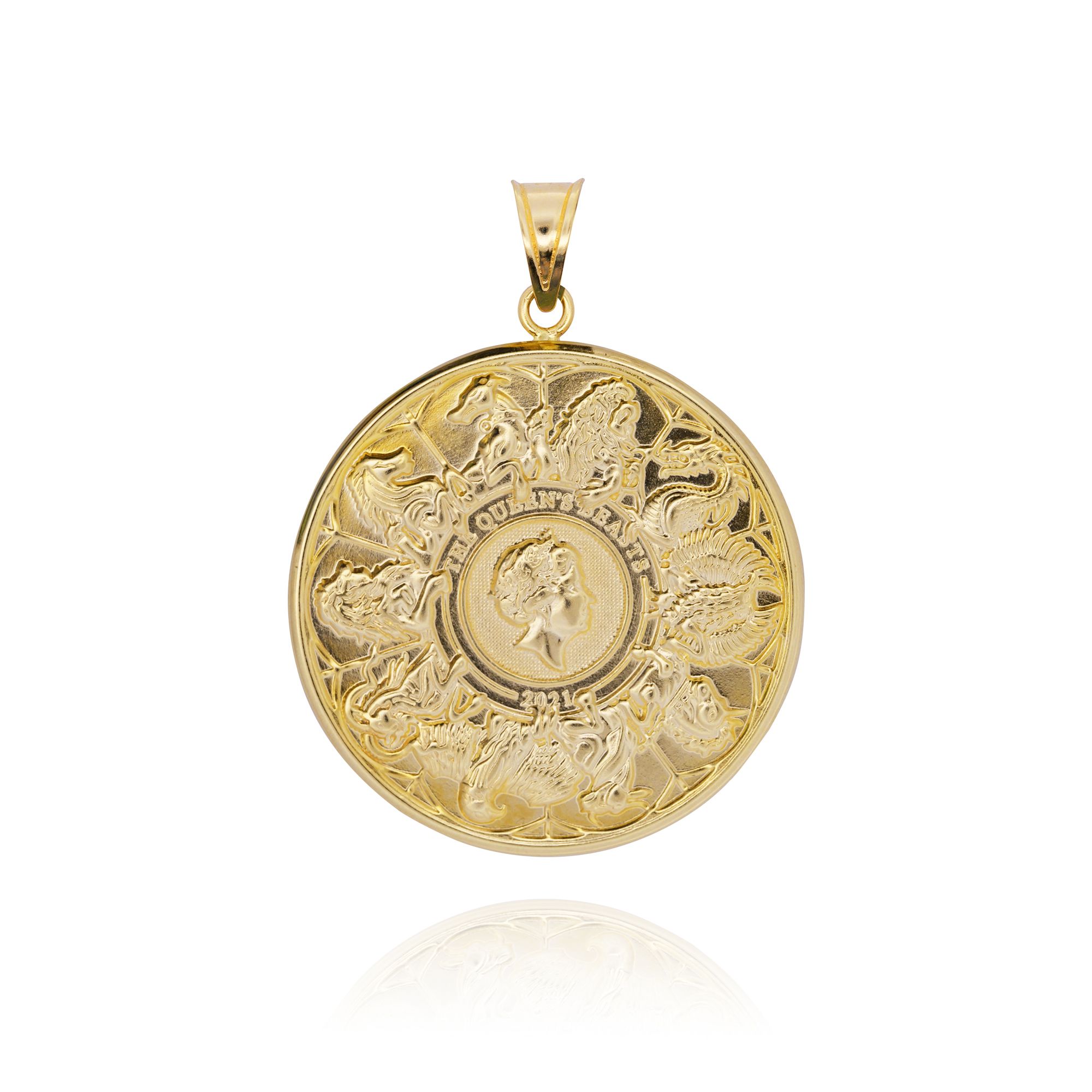 Back to Back Gold Pendants Queen Elizabeth