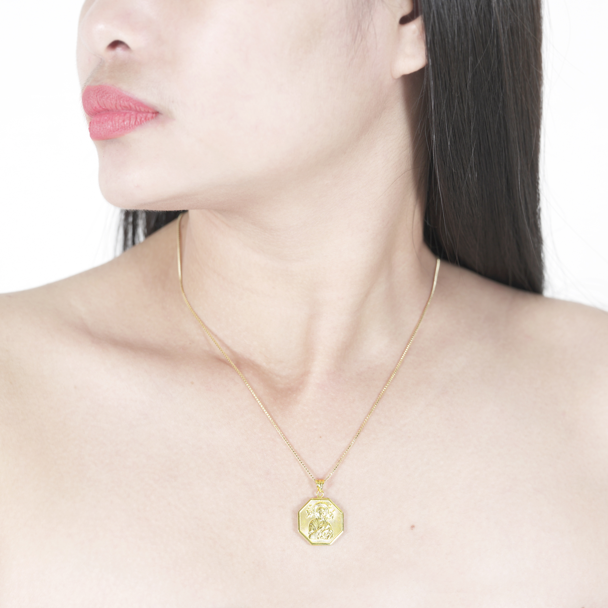 Octagon Back to Back Gold Pendant