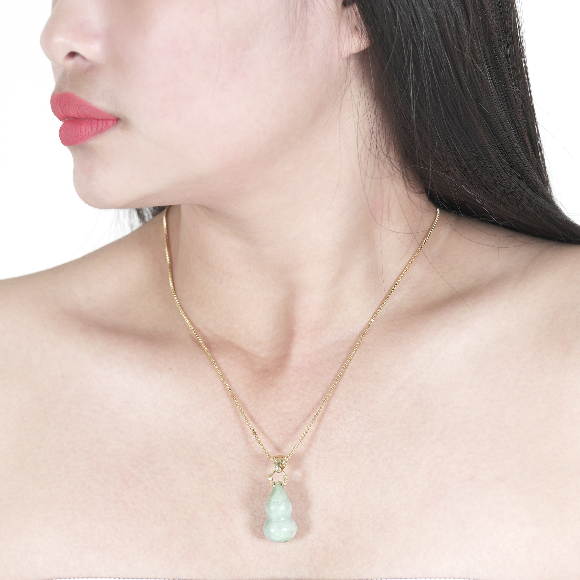 Jade Pendant: Gourd of Longevity (Dark Jade)